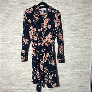 Liquorish Navy Floral Long Sleeve Dress Size 10 (161)